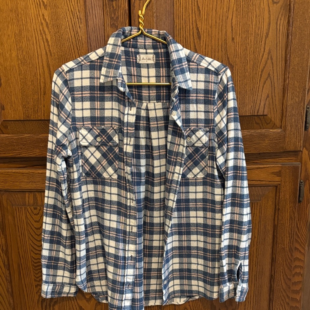 Altar'd State Blue and Pink Plaid Top